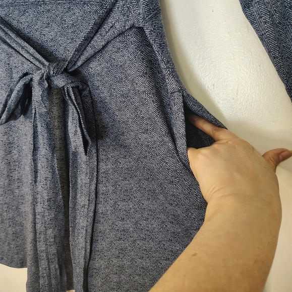 Toad&Co Organic Cotton cue wrap dress true Navy herringbone print, sz L, - Picture 7 of 16